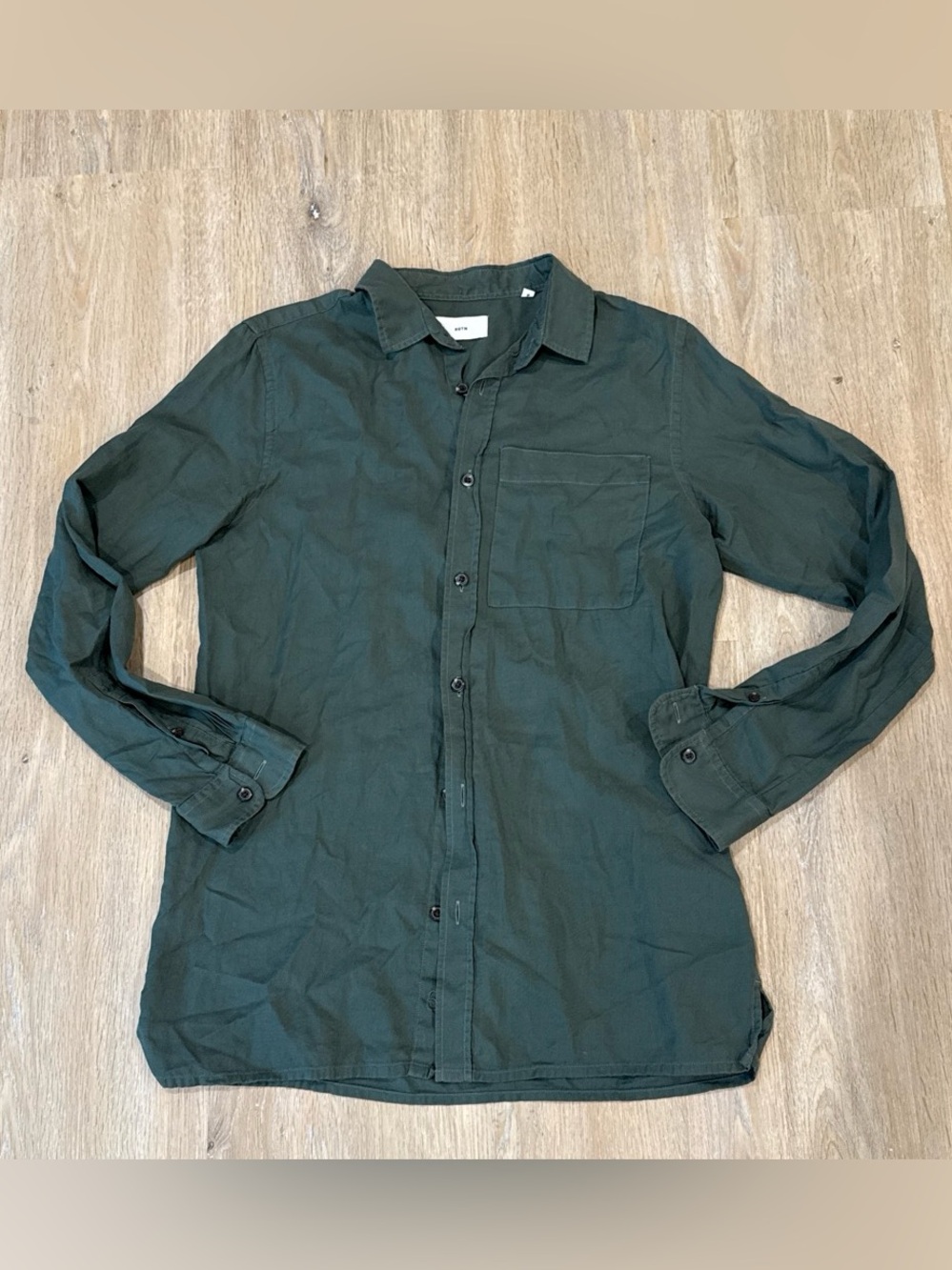 KOTN Dark Green Long-Sleeve Button-Down Shirt Small